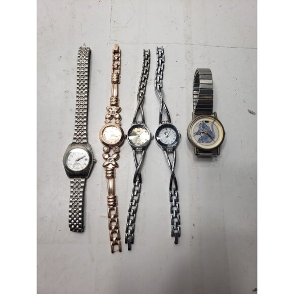 Lot of 5 Women's Watches Sanwood JW Cat & Mouse Ladies Classic Petite Untested - Picture 1 of 16